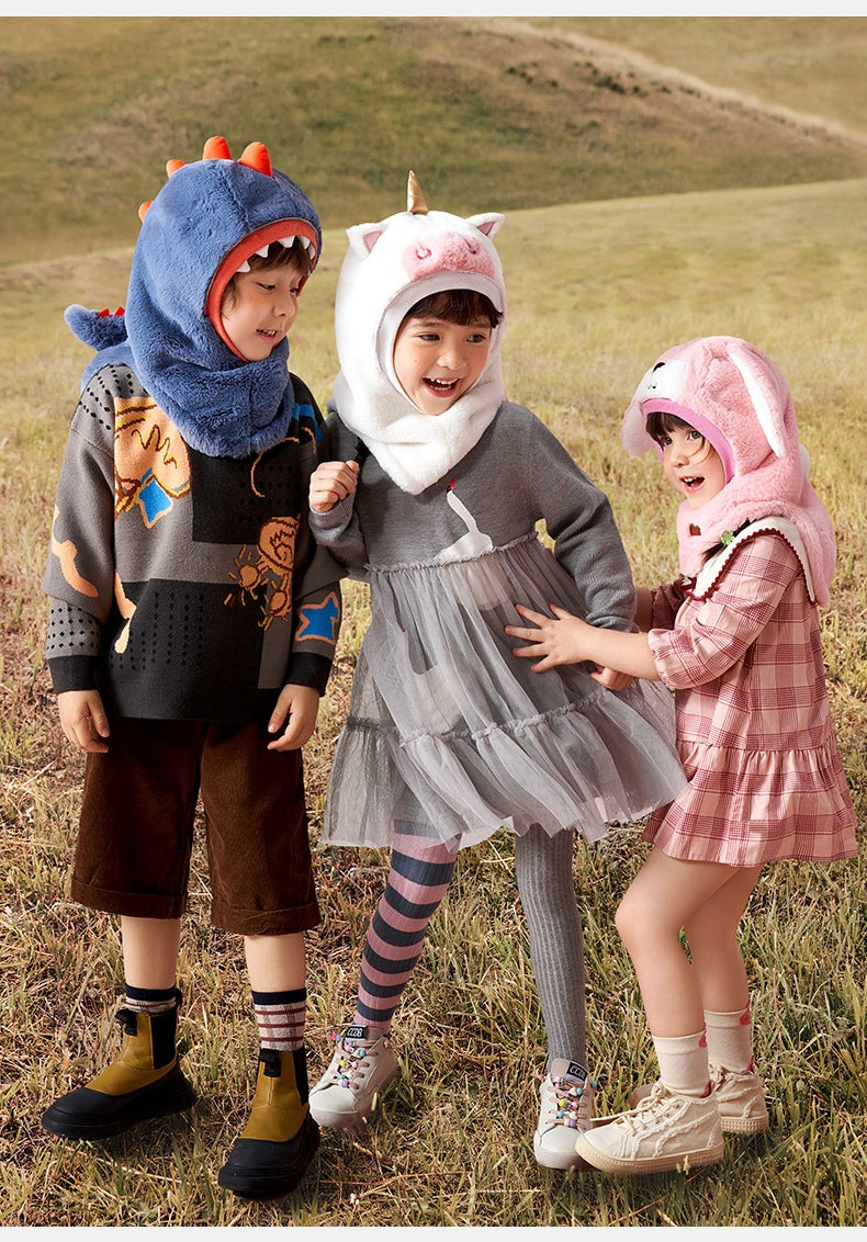 Children's Protective Warm Thickened Pullover Integrated Ear Protection Hat