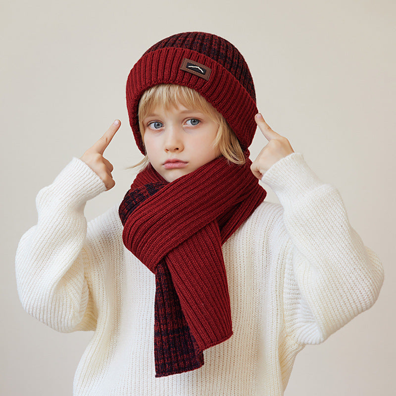 Children's Hat Scarf Gloves Three-piece Set Winter Outdoor Warm Beanie
