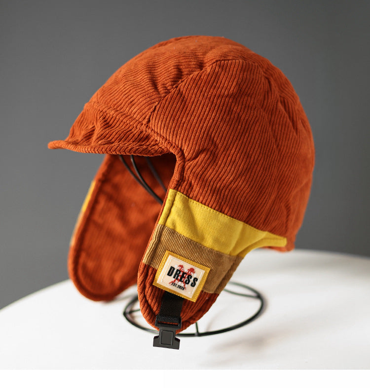 Color Contrast Patchwork Cold Protection in Winter Fleece-lined Warm Trapper