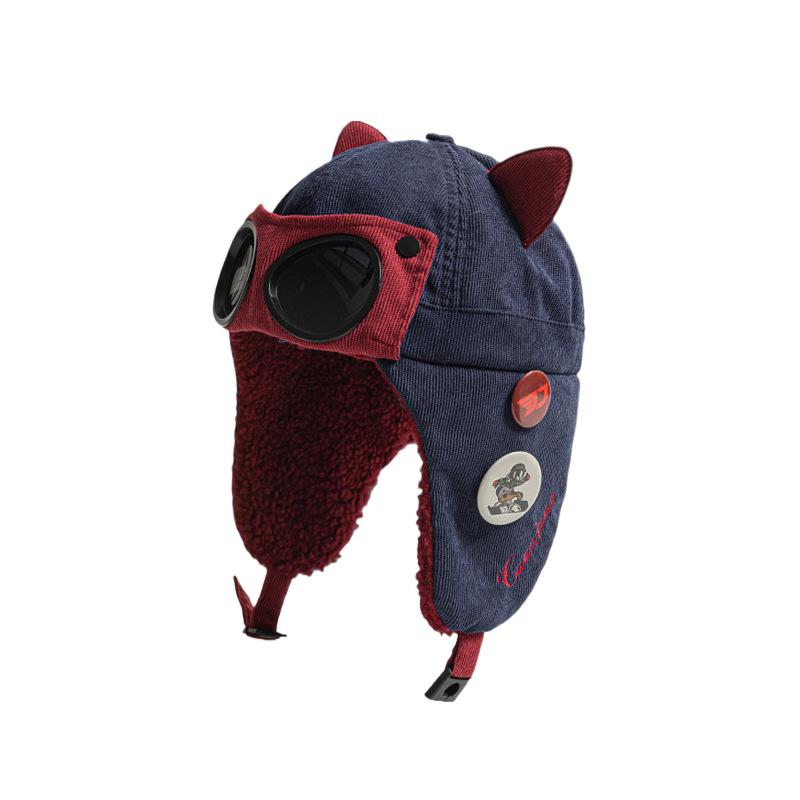 Bonnet cache-oreilles de ski épais doublé polaire oreilles de chat