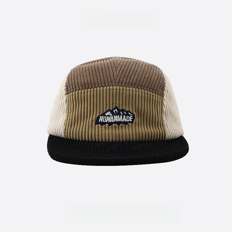 Japanese Corduroy Color Matching Soft Top Short Brim 5 panel Cap