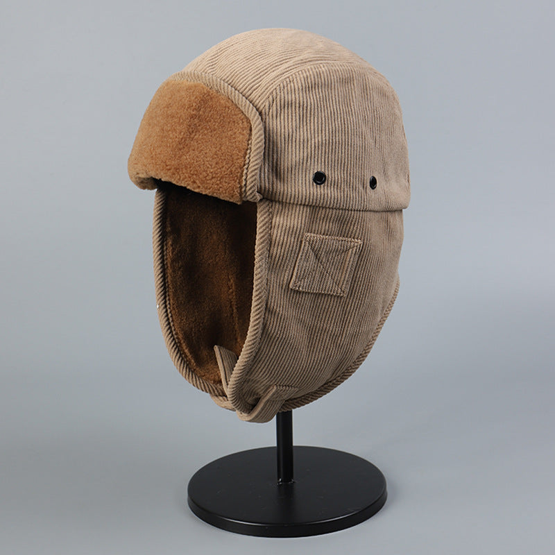 Corduroy Lining Thickened Warm Ski Hat