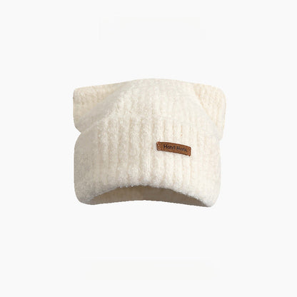 Cute Cat Ears Thickened Warm Big Head Circumference Beanie