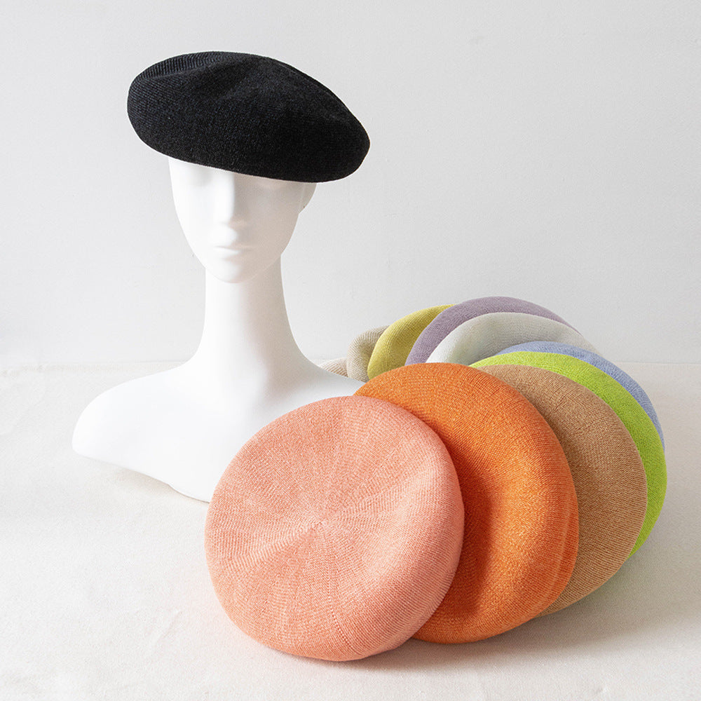 Summer Washi Beret Knitted Breathable Three-Dimensional Painter Hat