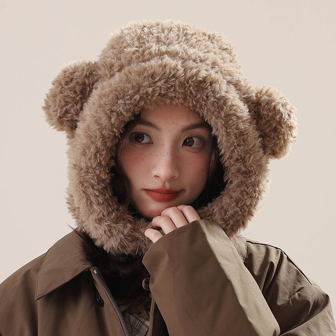 Plush Bear Balaclava Hooded Neck Warmer
