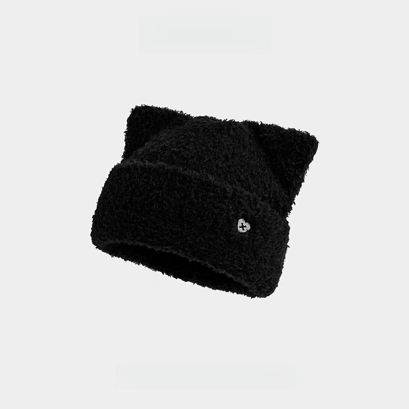 Cat Ears Love Embroidery Warm Beanie