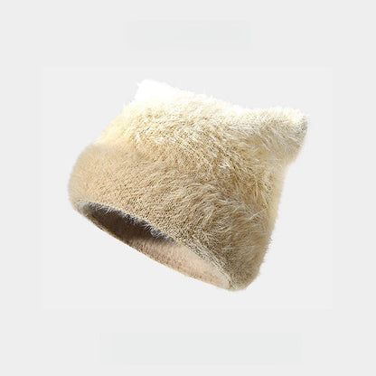 Gradient Color Winter Artificial Mink Hair Beanie