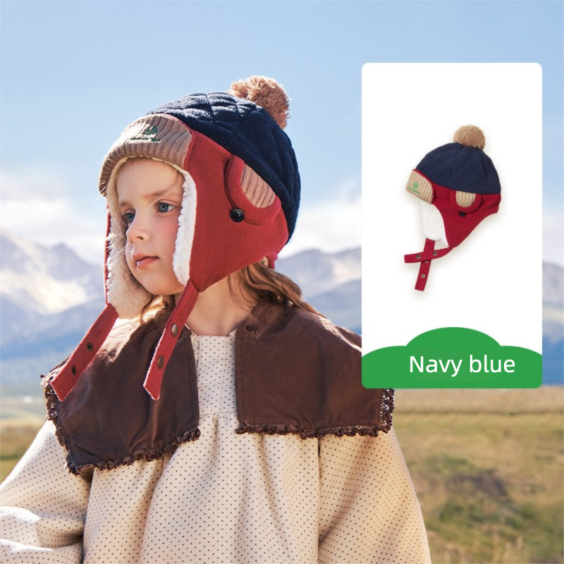 Autumn and Winter Children Fleece-lined Warm Earflaps Cap
