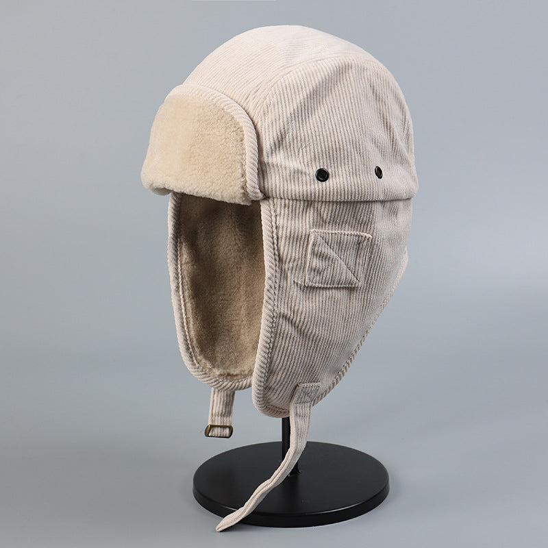Corduroy Lining Thickened Warm Ski Hat