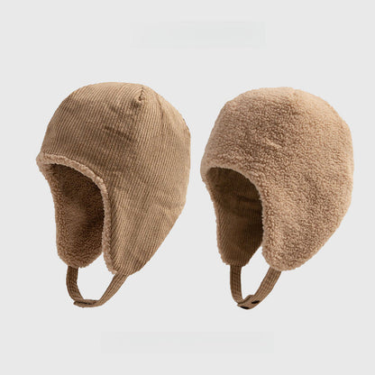 Thickened Warm-Keeping and Cold-Proof Ear Protection Corduroy Double-Sided Lamb Wool Trapper