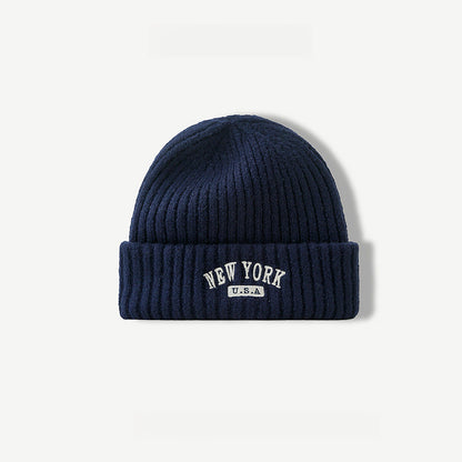 NewYork Letter Embroidery Warm Knitted Beanie